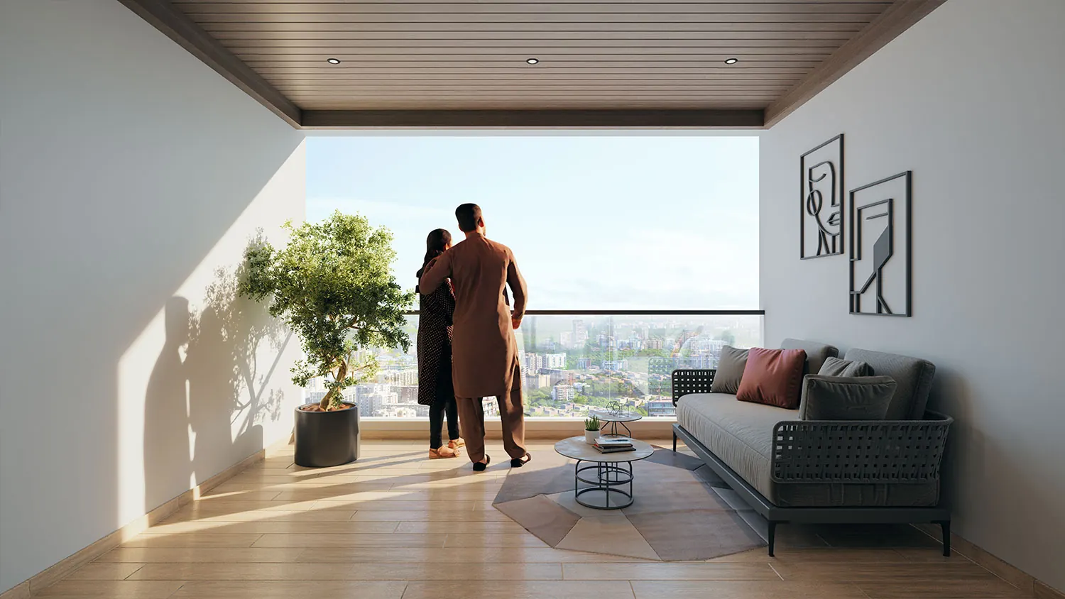 4 BHK Sky Villa balcony interior at Anvita Ivana, Kollur