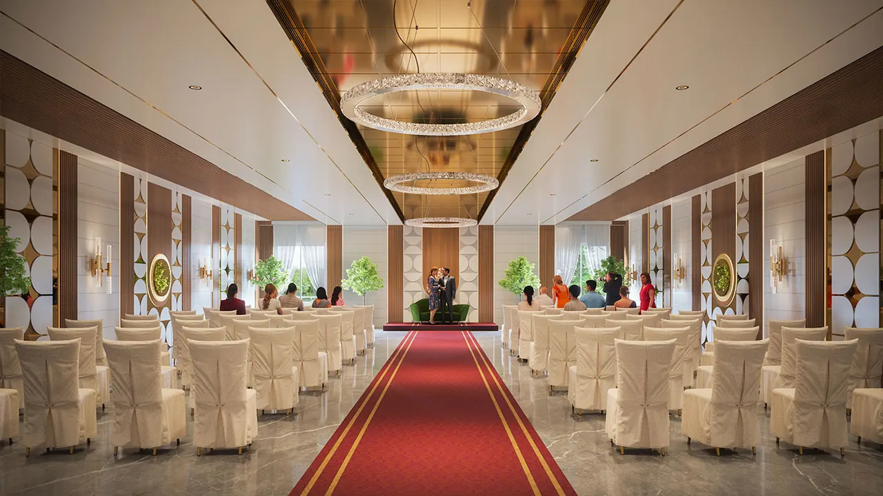 Anvita Ivana banquet hall interior, Kollur