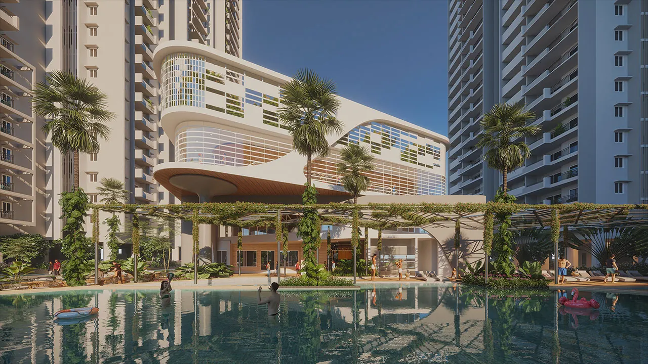Anvita Ivana Clubhouse 1 exterior and infinity pool deck, Kollur