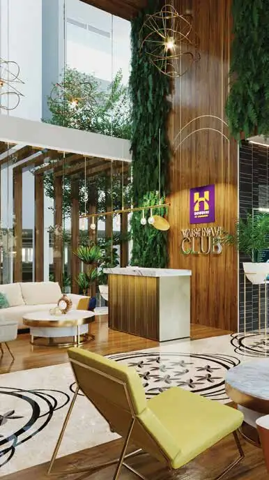 Vaishnavi Club entrance lobby with reception desk, Vaishnavi Houdini clubhouse, Bandlaguda Jagir