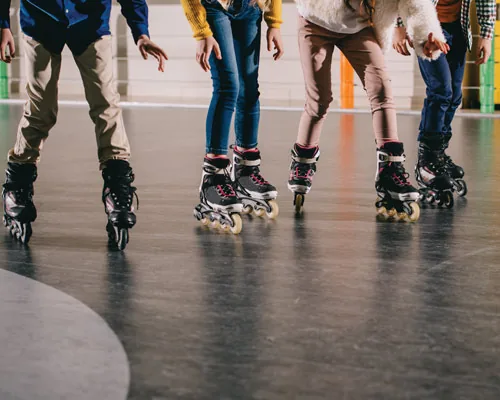 Children roller skating, representative image of the skating rink amenity at Vaishnavi Houdini, Bandlaguda Jagir