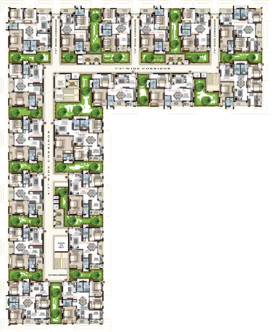 Tower Amulet (Block A) typical floor plan, flats for sale in Bandlaguda Jagir at Vaishnavi Houdini