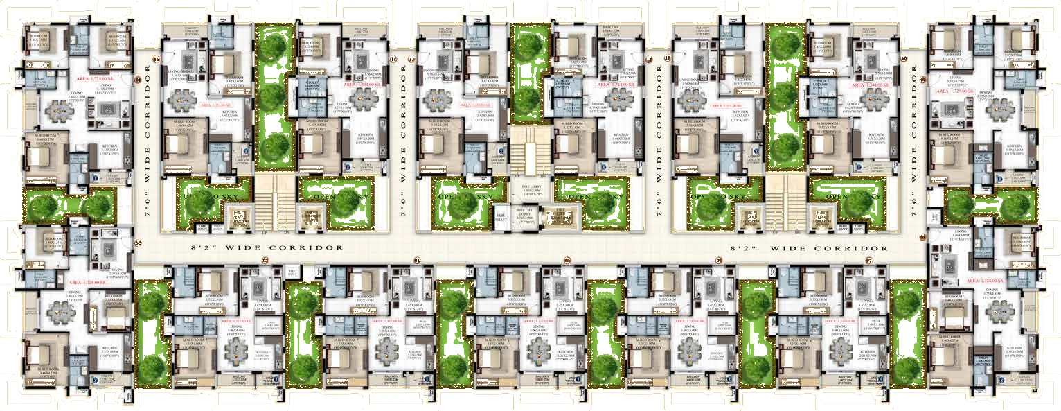 Tower Trinket (Block C) typical floor plan, Vaishnavi Houdini gated community, Bandlaguda Jagir