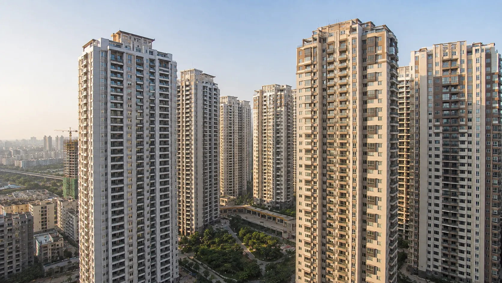 Flats in Gachibowli Hyderabad, residential towers close view