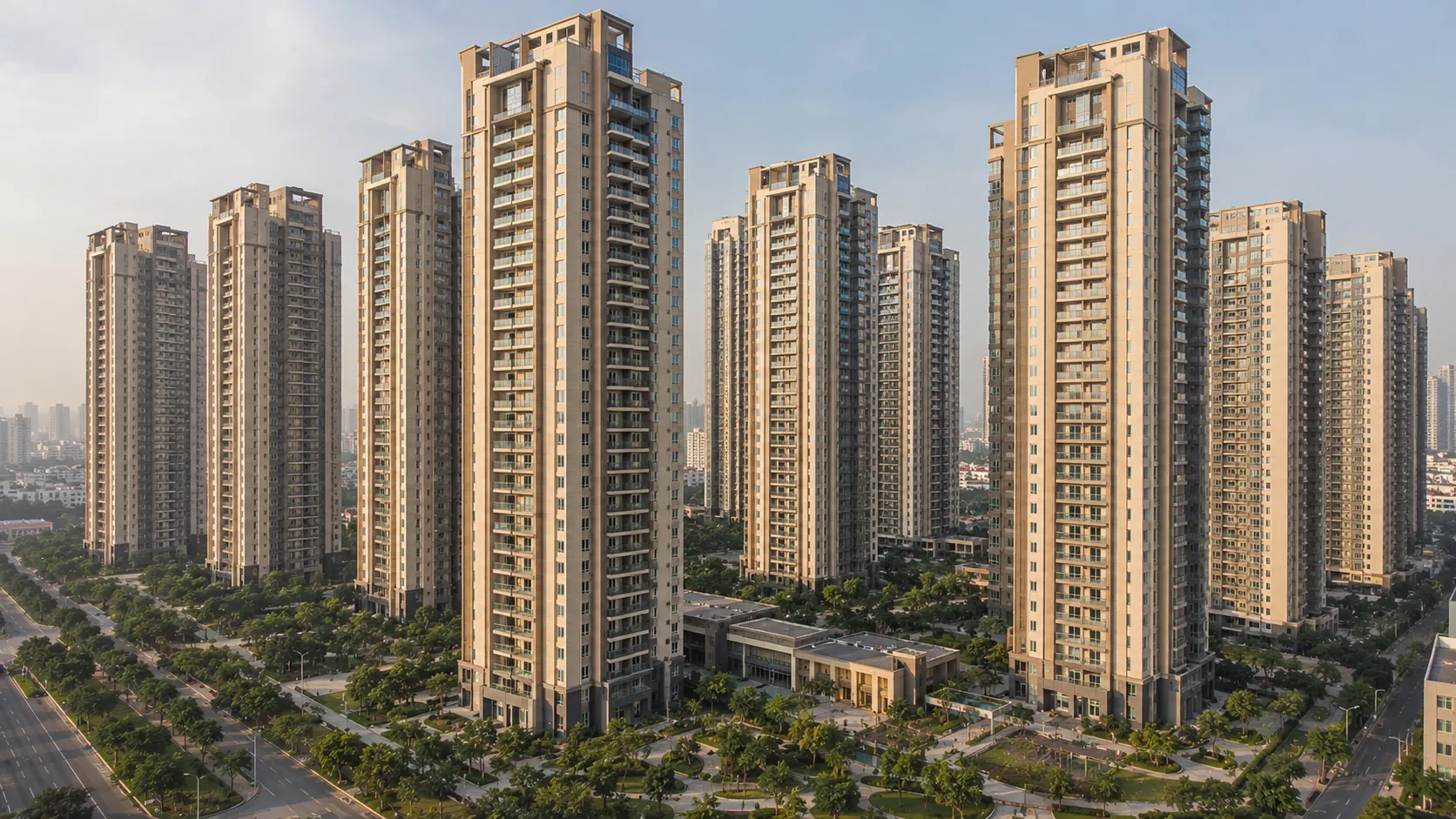 Flats in Gachibowli Hyderabad, residential towers front view