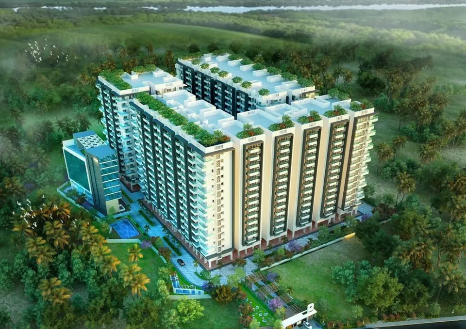 Aerial view of Vaishnavi Houdini, a ready to move gated community in Bandlaguda Jagir